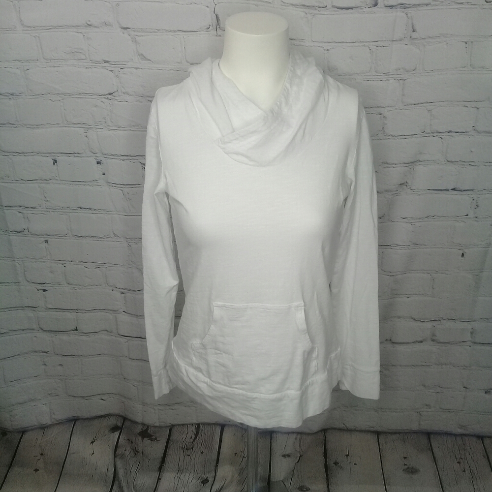 Columbia White Funnel Neck Cotton Tee-Shirt Lightweight Pullover XSmall